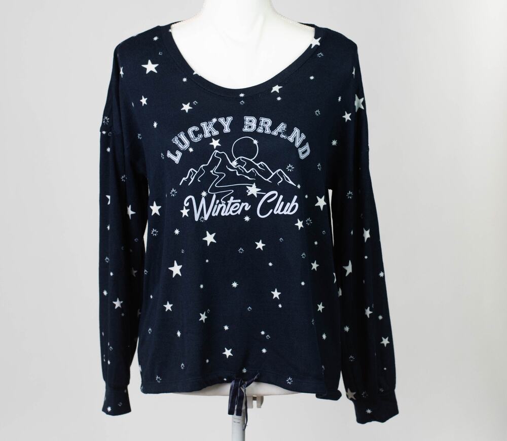 Lucky Brand Long Sleeve Star Patterned Top Size Medium